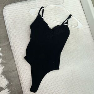 Victorias Secret Pink black bodysuit lace size small
